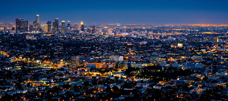 Aerial view city at night