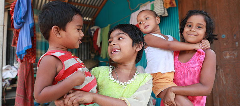 Kids playing together in Bangladesh