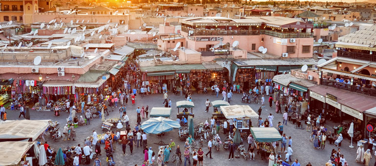 People walking in the markets street during daytime in Morocco