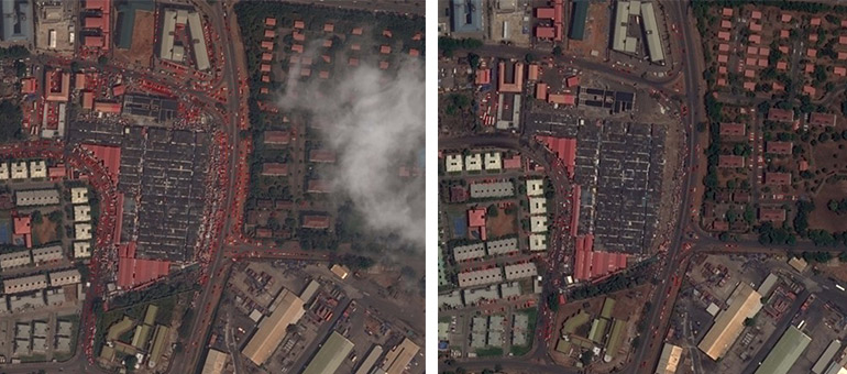 Utako market seen above from the space