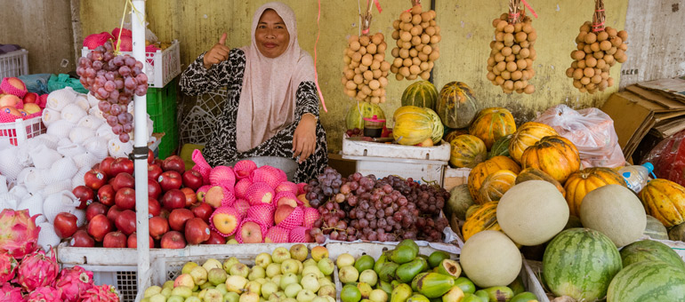 Woman thumb up Indonesia 