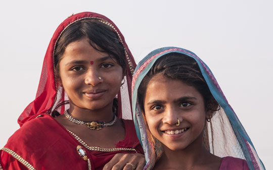 Indian girls smiling