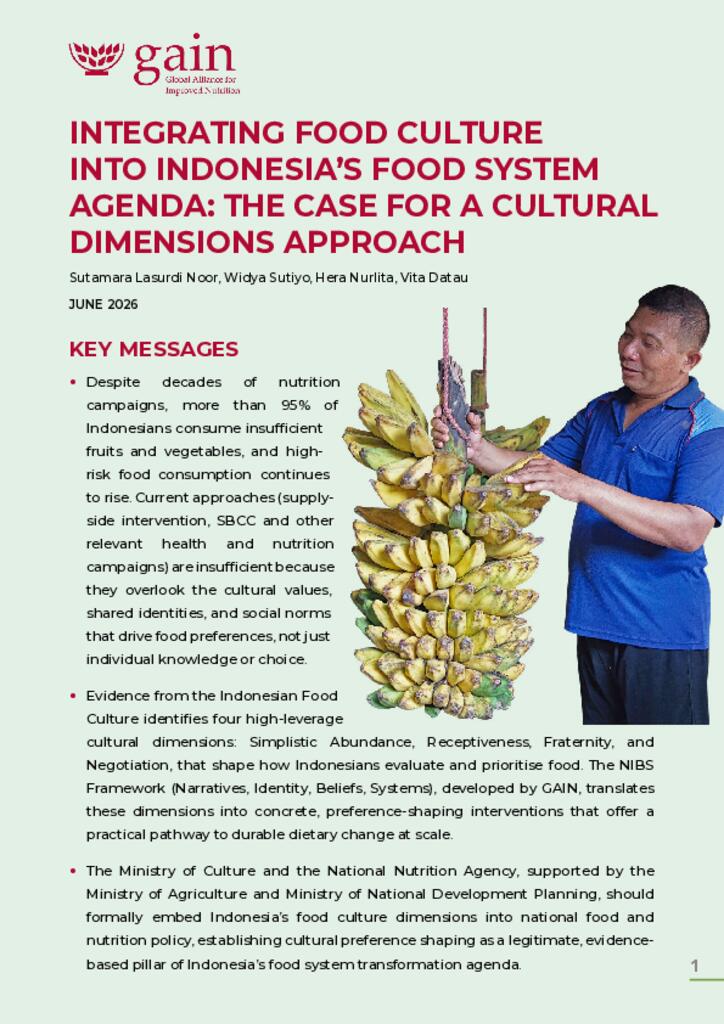 Integrating Food Culture Into Indonesia’s Food System Agenda: The Case for a Cultural…