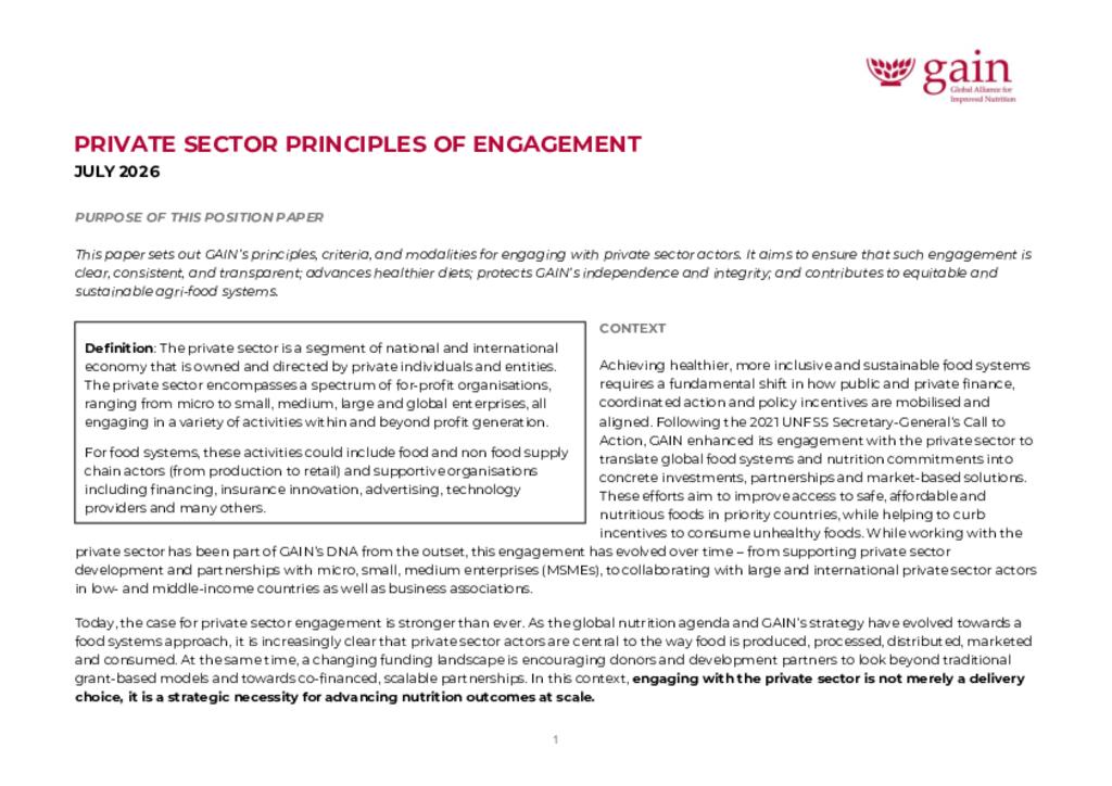 Private Sector Principles of Engagement
