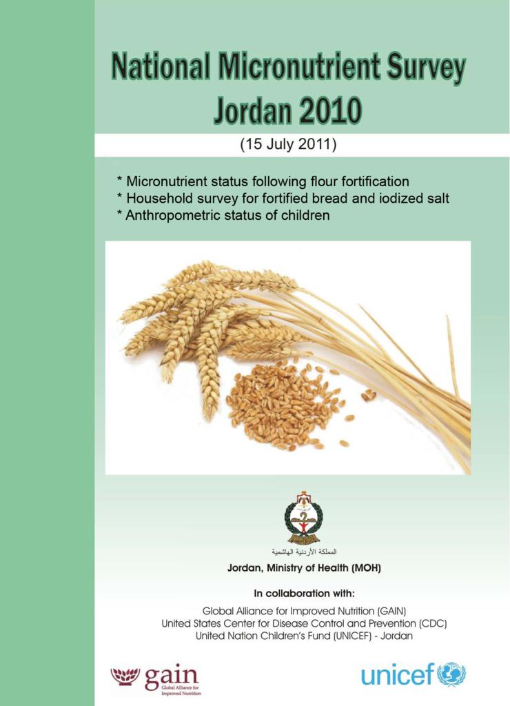 National micronutrient survey, Jordan 2010