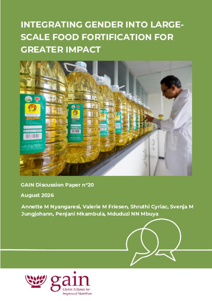 Integrating Gender Into Large-Scale Food Fortification for Greater Impact