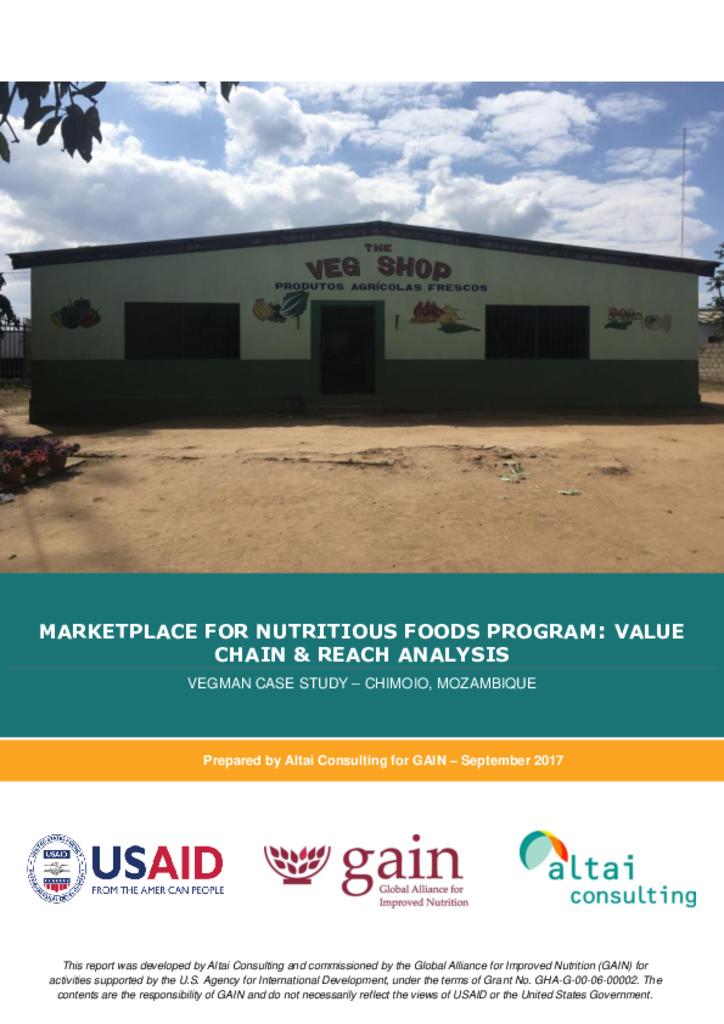 Marketplace for nutritious foods program: Value chain and reach analysis – Vegman case…