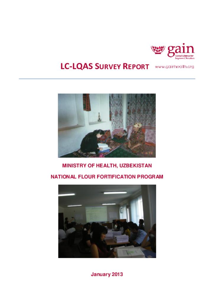 Large Country-Lot Quality Assurance Sampling survey report for Uzbekistan