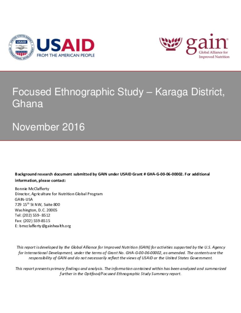 Focused ethnographic study–Karaga district, Ghana