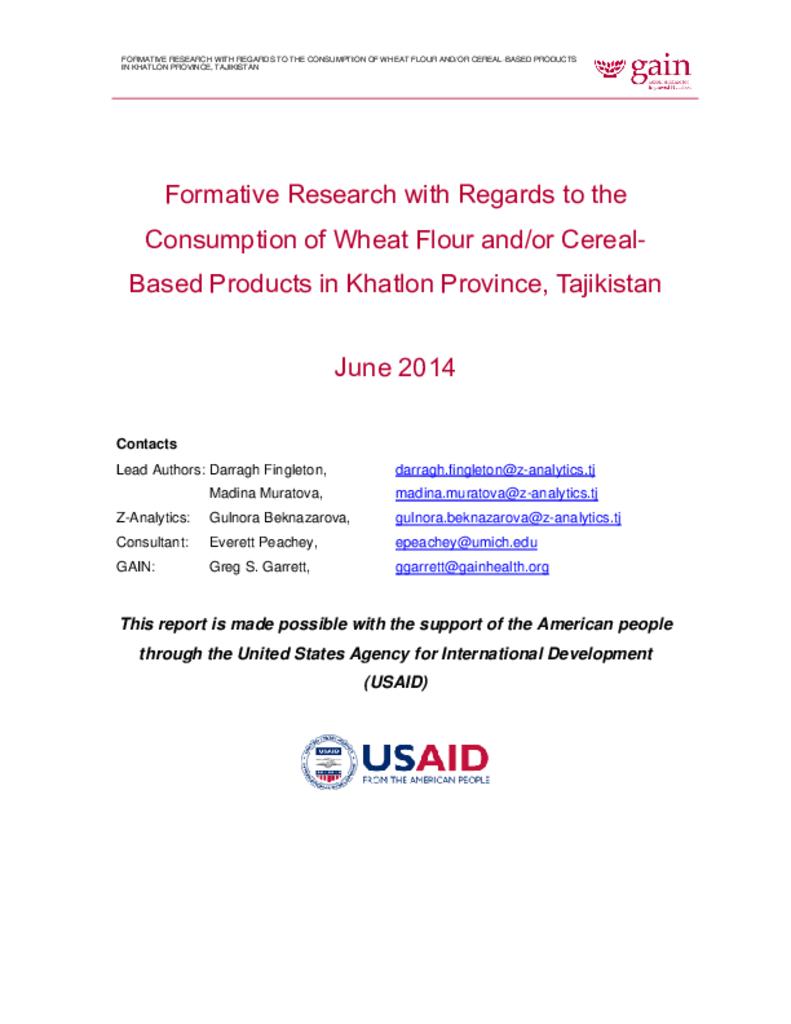 (ENG) Formative research with regards to the consumption of wheat flour and/or cereal…