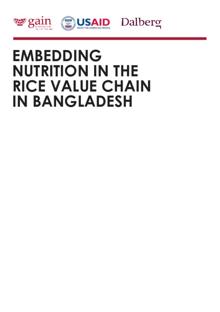 Embedding nutrition in the rice value chain in Bangladesh