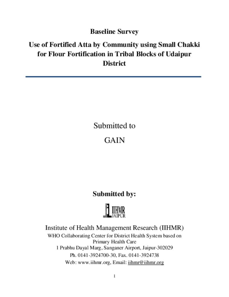 Use of fortified atta by community using small chakki for flour fortification in tribal…