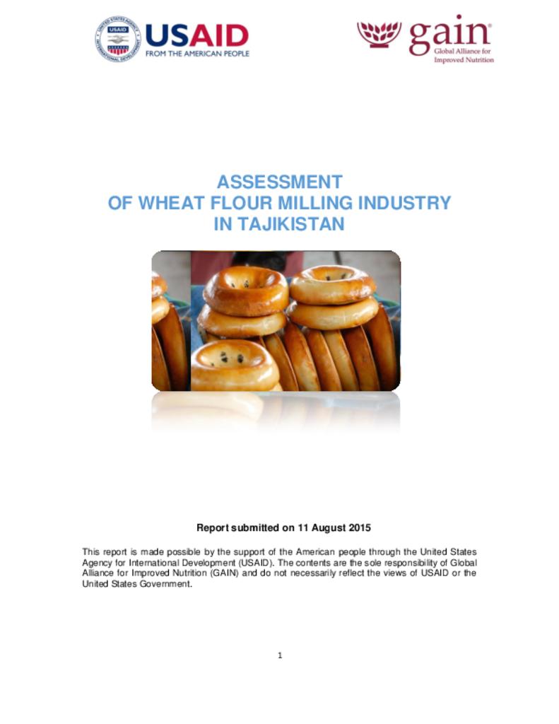 Assessment of wheat flour milling industry in Tajikistan