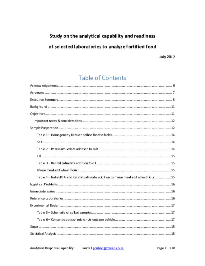 Study on the analytical capability and readiness of selected laboratories to analyse…