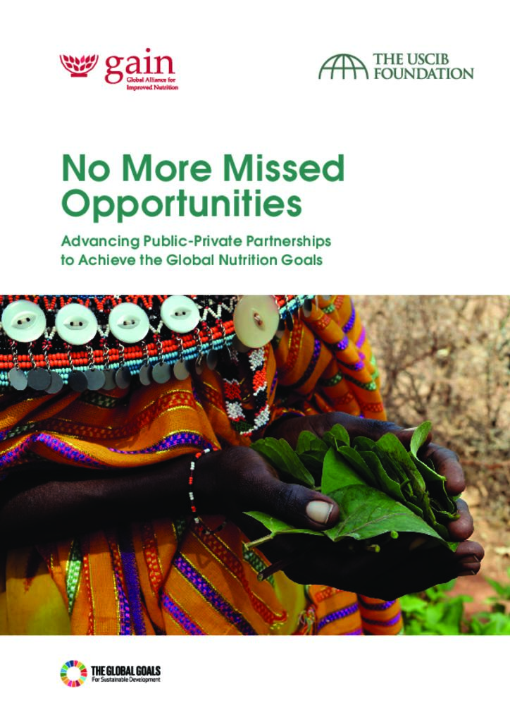 No more missed opportunities: advancing public-private partnerships to achieve the global…