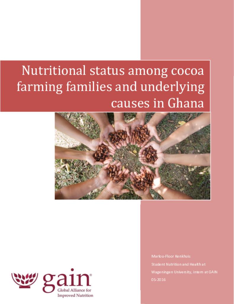 Nutritional status among cocoa farming families and underlying causes in Ghana