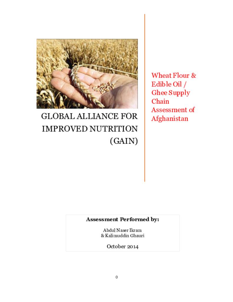 Wheat flour and edible oil/ghee supply chain assessment of Afghanistan