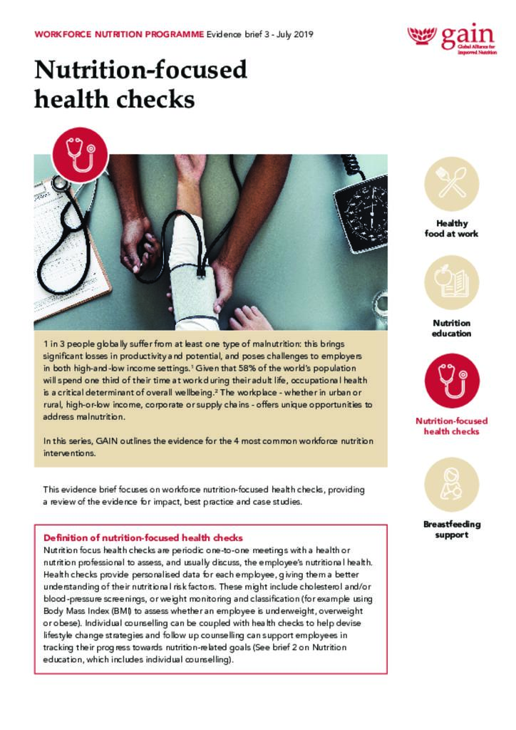 Evidence brief 3: Nutrition focused health checks