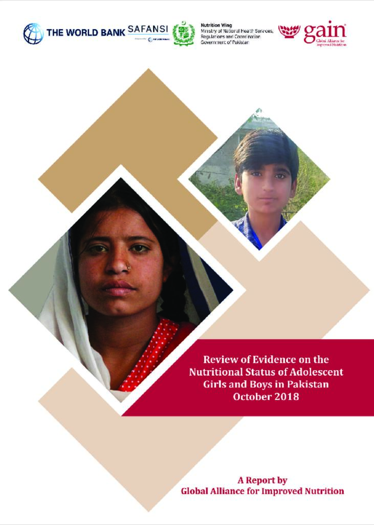 Review of evidence on nutrition status of the adolescents girls and boys in Pakistan