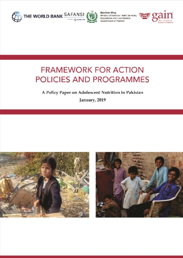 Framework for action - Programmes and policies: a policy paper on adolescent nutrition in…