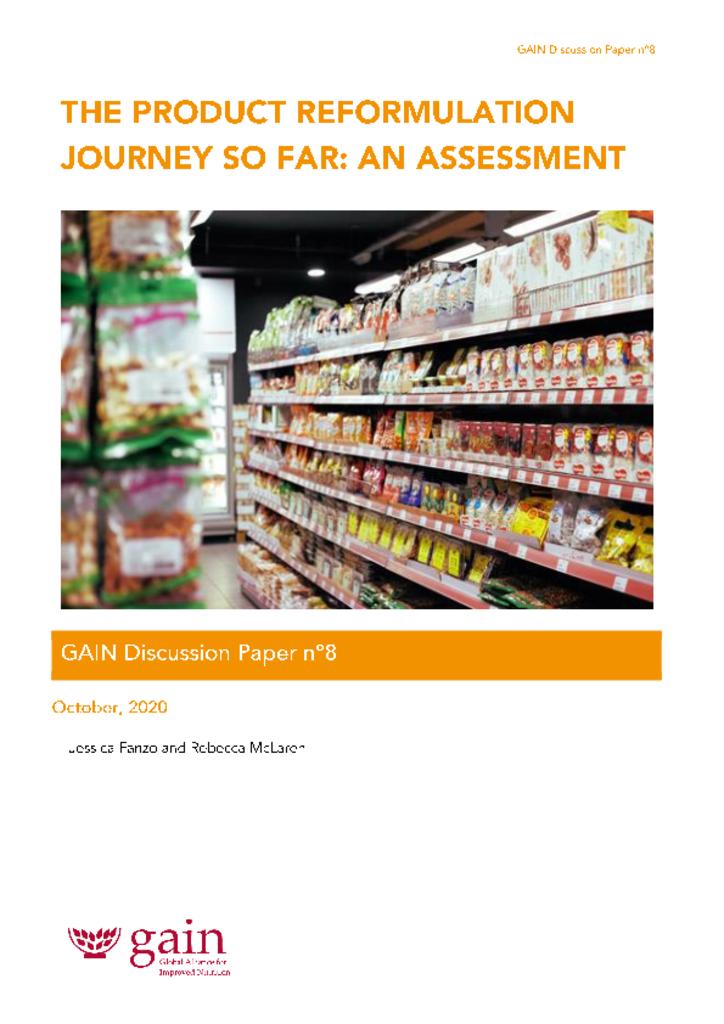 GAIN Discussion Paper Series 8 - The product reformulation journey so far: an assessment