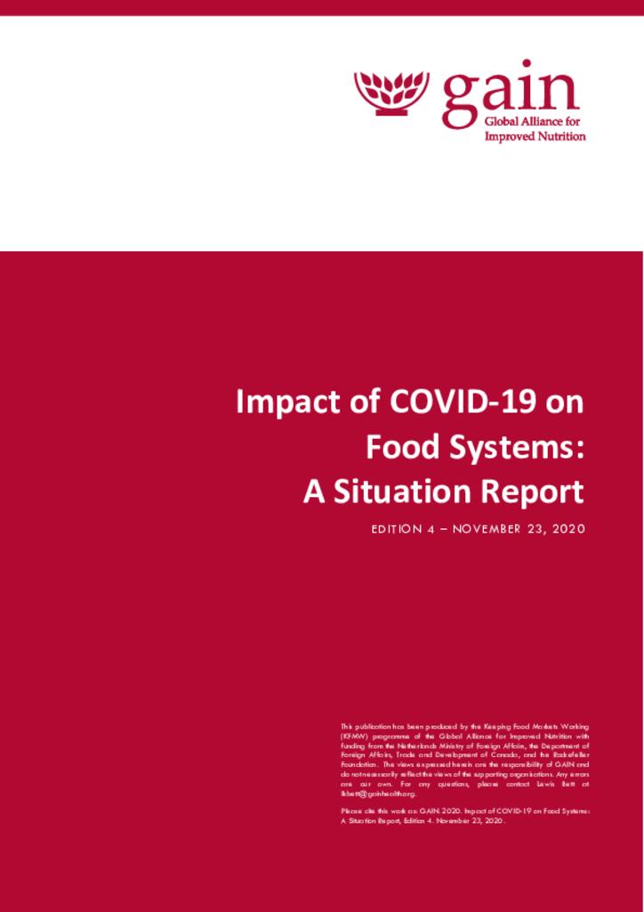 Impact of COVID-19 on Food Systems: A Situation Report IV