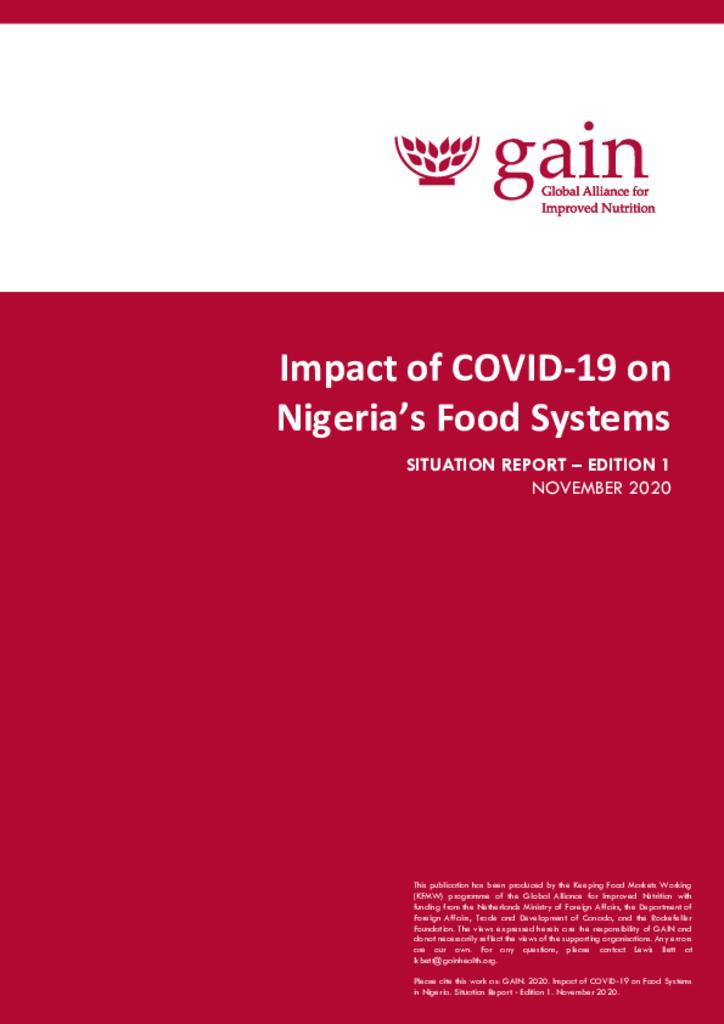 Impact of COVID-19 on Nigeria's Food Systems situation report – Edition I