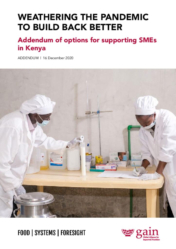 Weathering the pandemic to build back better - Addendum of options for supporting SMEs in…