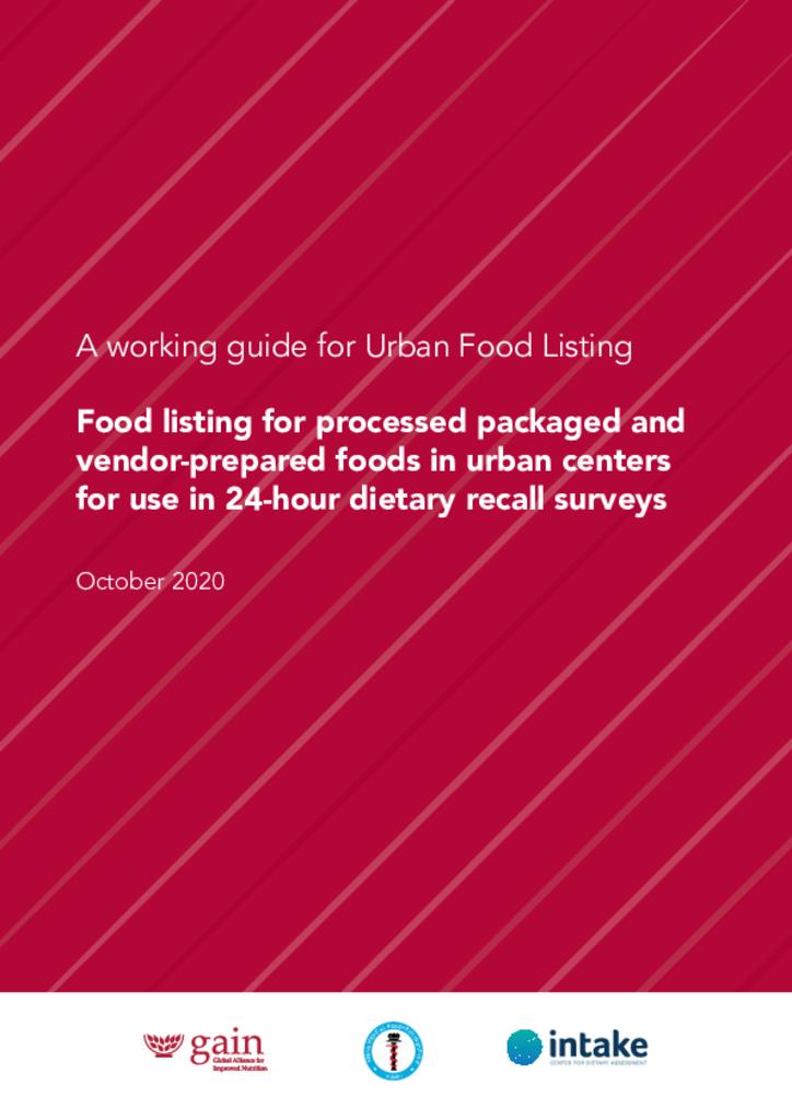 A working guide for Urban Food Listing 