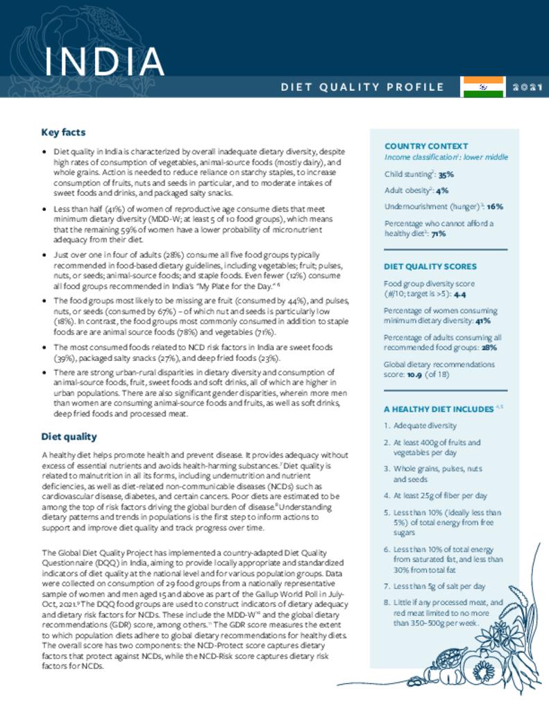 India - Diet Quality Profile