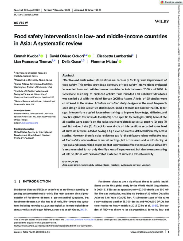 Food safety interventions in LMICs in Asia: A systematic review