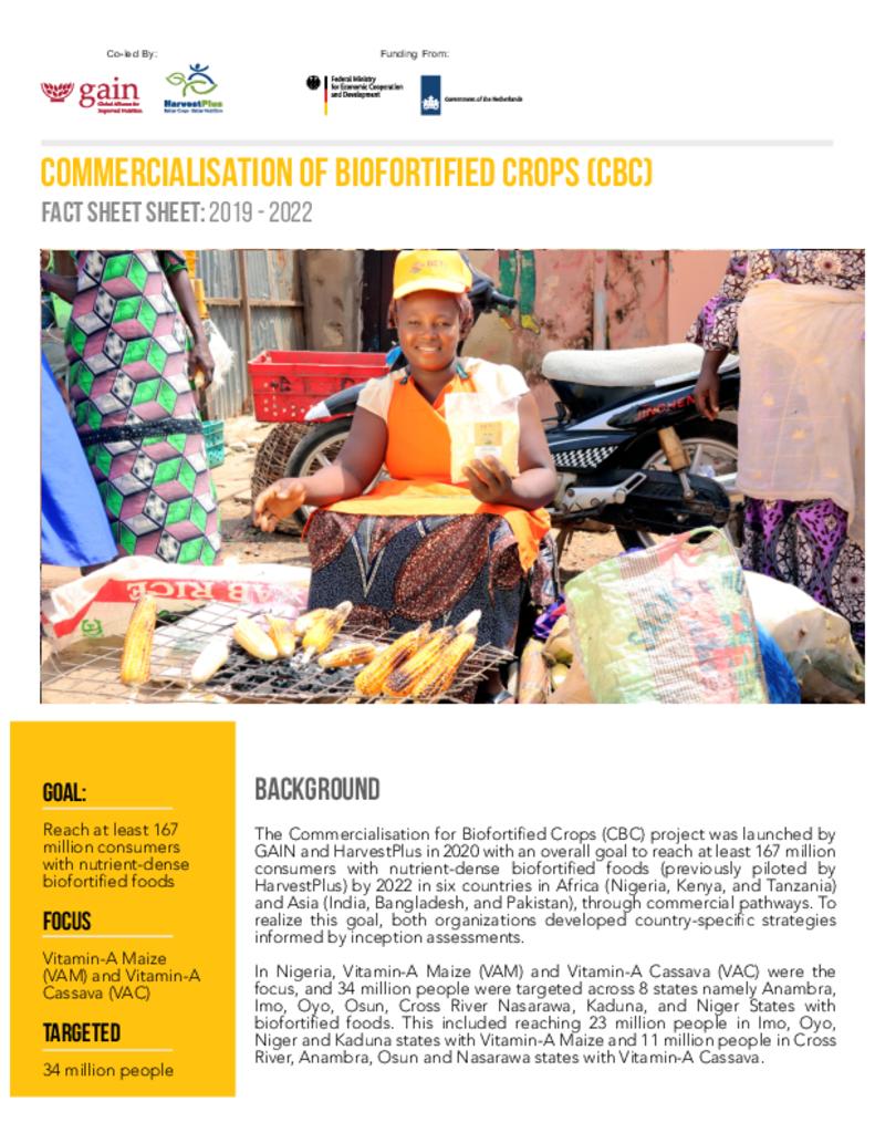 Commercialisation of biofortified crops (CBC) factsheet