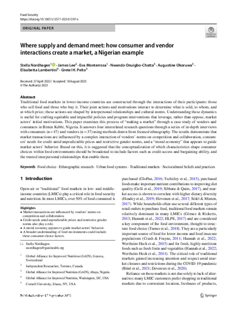 Where supply and demand meet: how consumer and vendor interactions create a market, a…