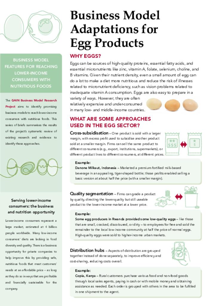 Business models for reaching lower income consumers - Business model adaptations for egg…