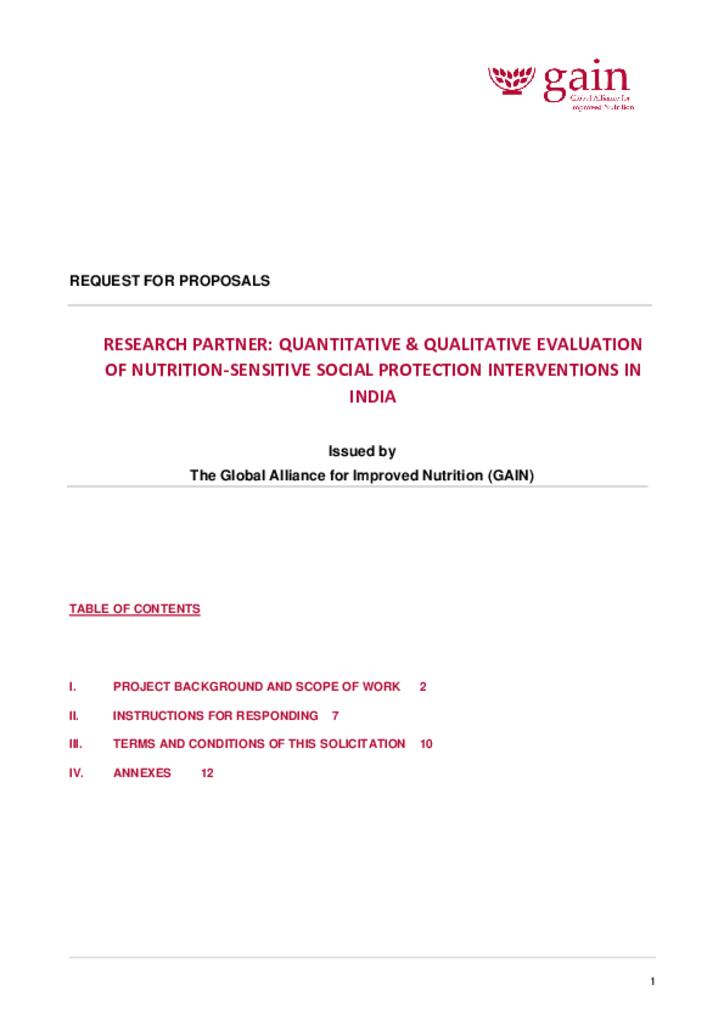 Research Partner: Quantitative & Qualitative Evaluation of Nutrition-sensitive Social…