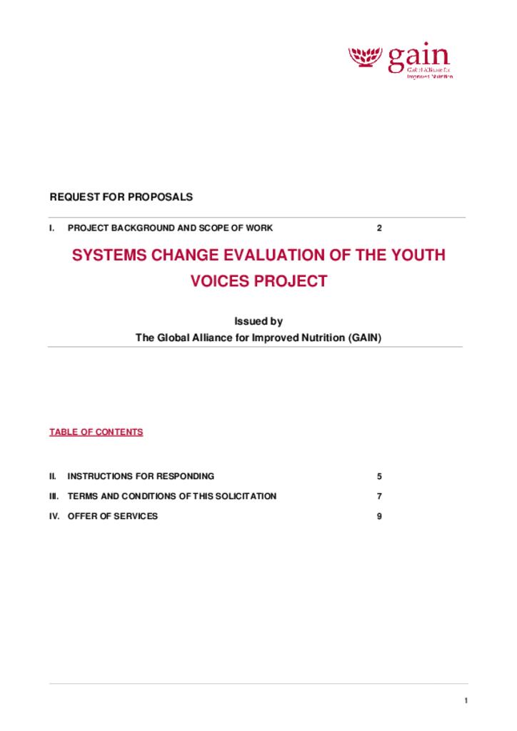 Systems Change Evaluation of the Youth Voices Project 