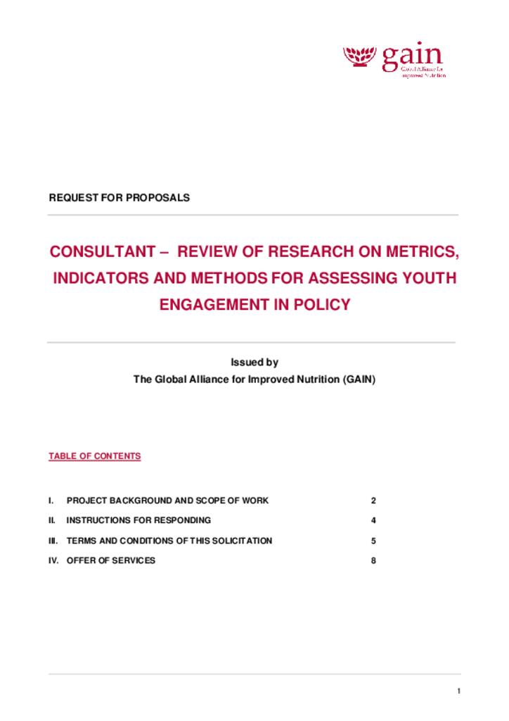 Consultant – Review of Research on Metrics, Indicators and Methods for Assessing Youth…