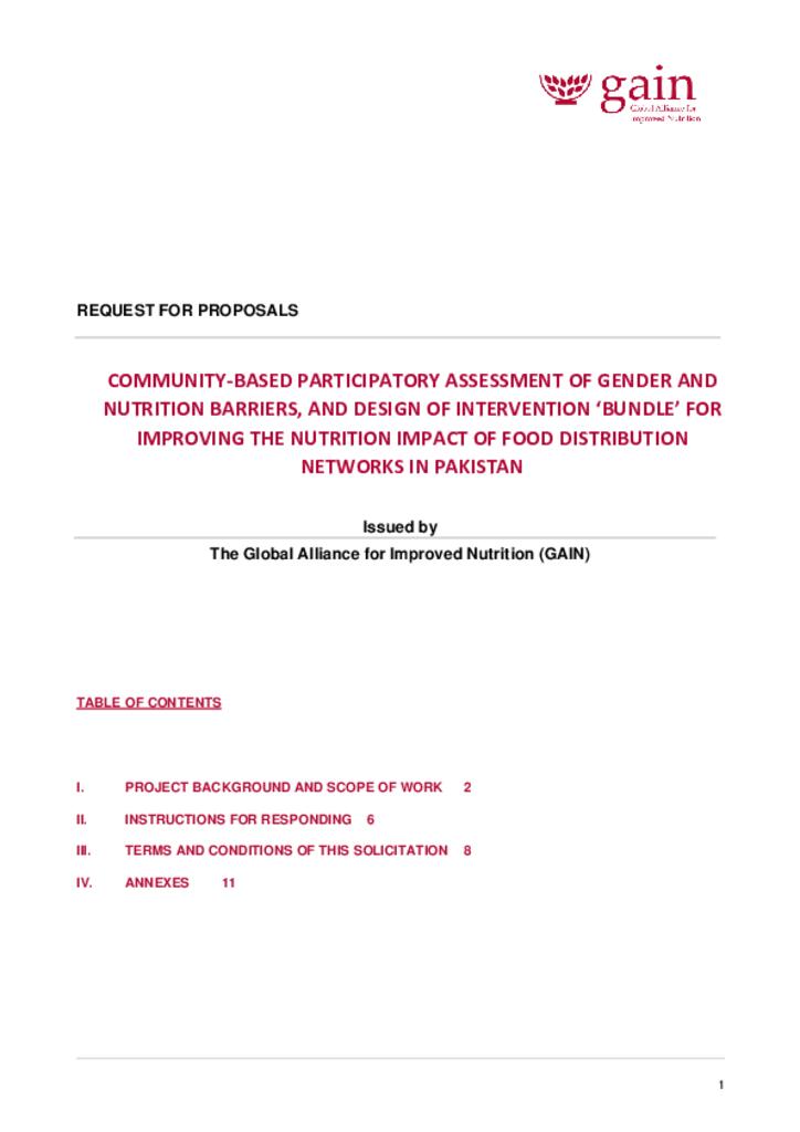Community-based Participatory Assessment of Gender and Nutrition Barriers