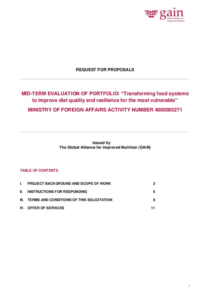 Mid-term Evaluation of Portfolio: Transforming food systems to improve diet quality and…