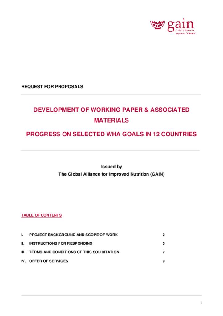 Development of Working Paper & Associated Materials Progress on Selected WHA Goals in 12…