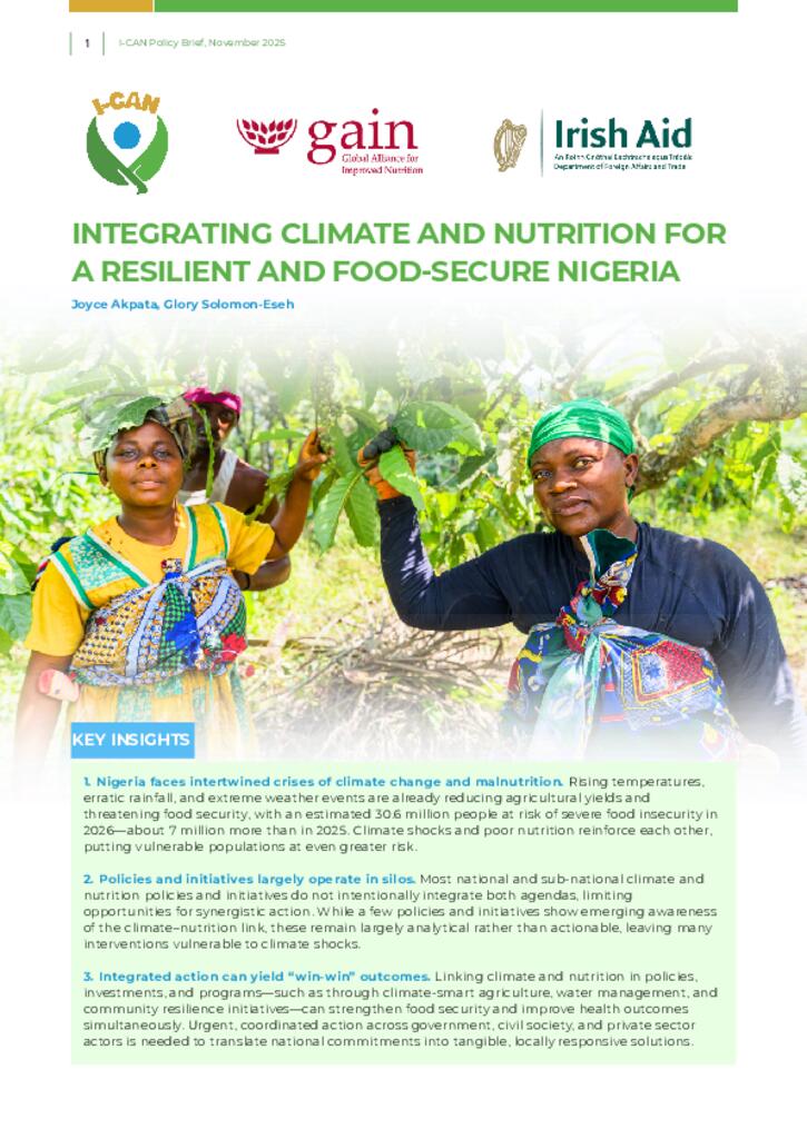 Integrating Climate and Nutrition For a Resilient and Food-Secure Nigeria