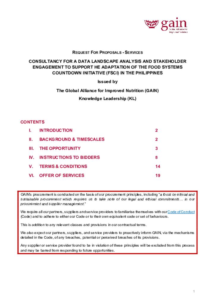 Consultancy For a Data Landscape Analysis and Stakeholder Engagement to Support the…