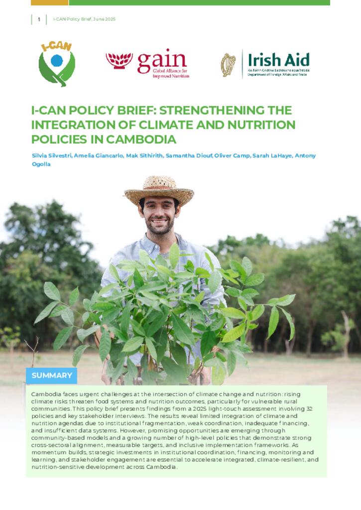 I-CAN policy brief: Strengthening the integration of climate and nutrition policies in…