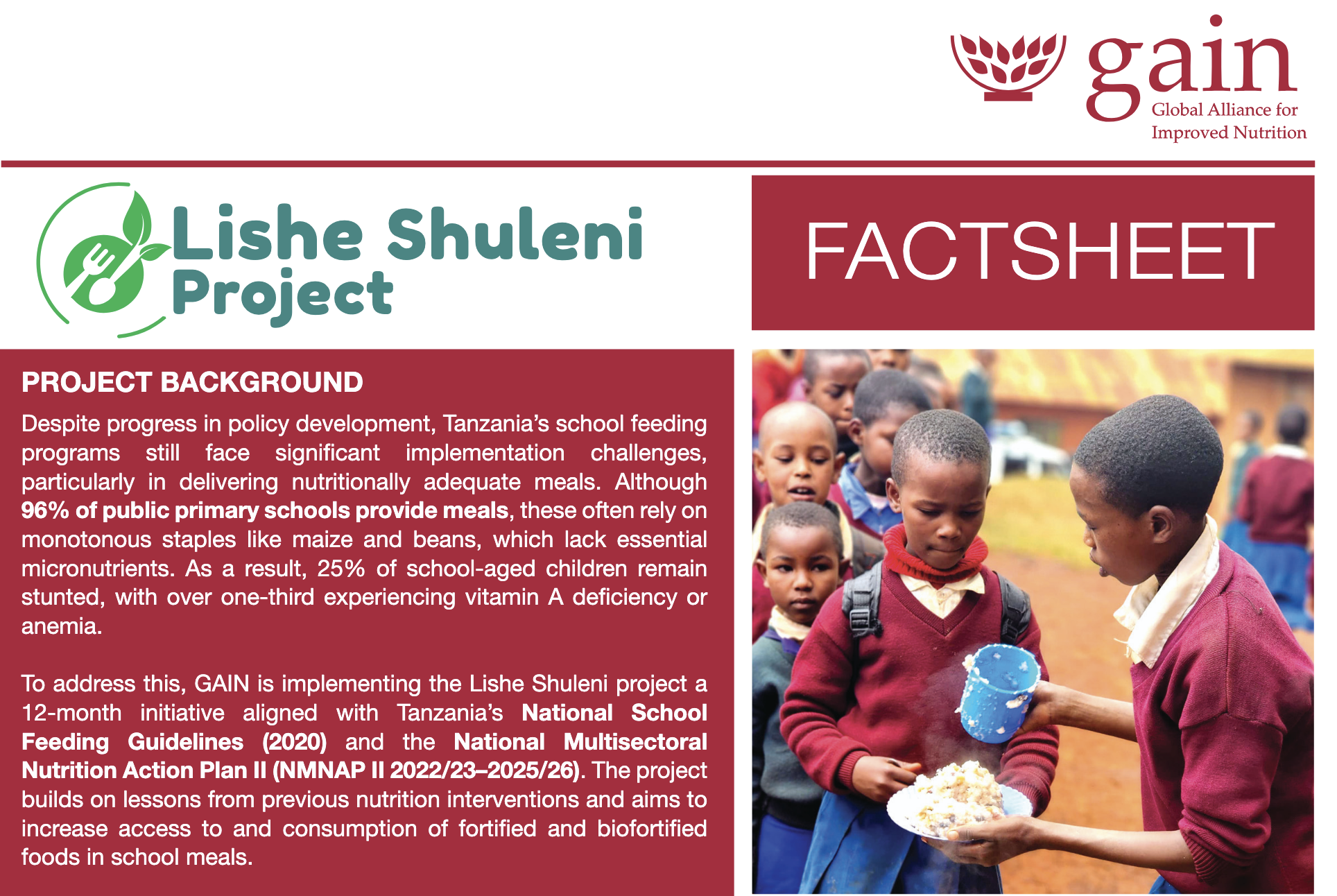 Lishe Shuleni Fact Sheet