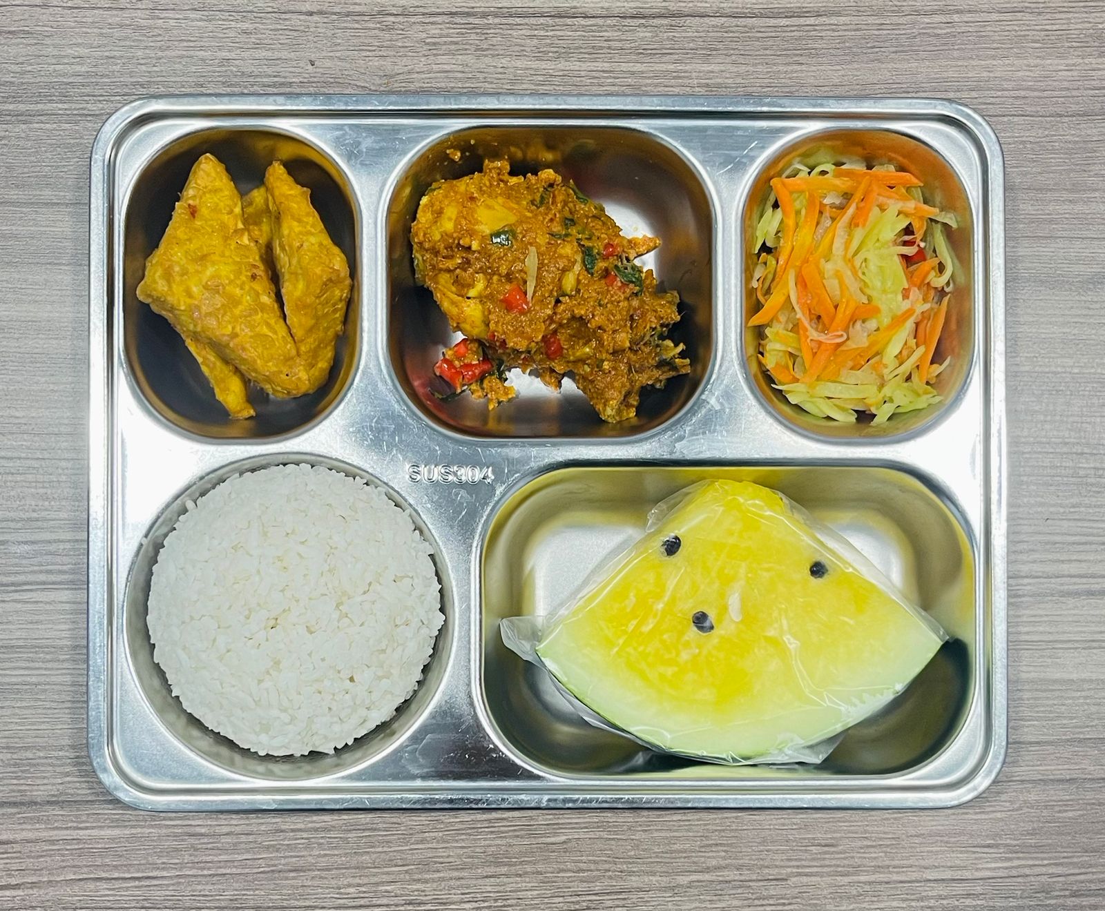 Jack bean tempeh served as part of a school meal
