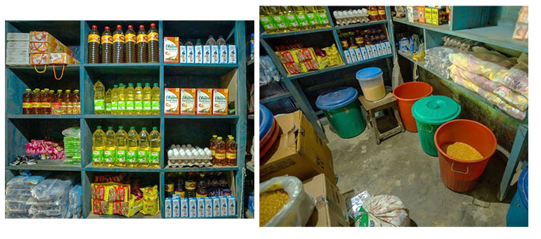 Close up of food stacked inside the shop