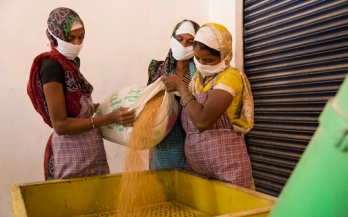 Production of fortified blended complementary food by women’s self-help groups in India